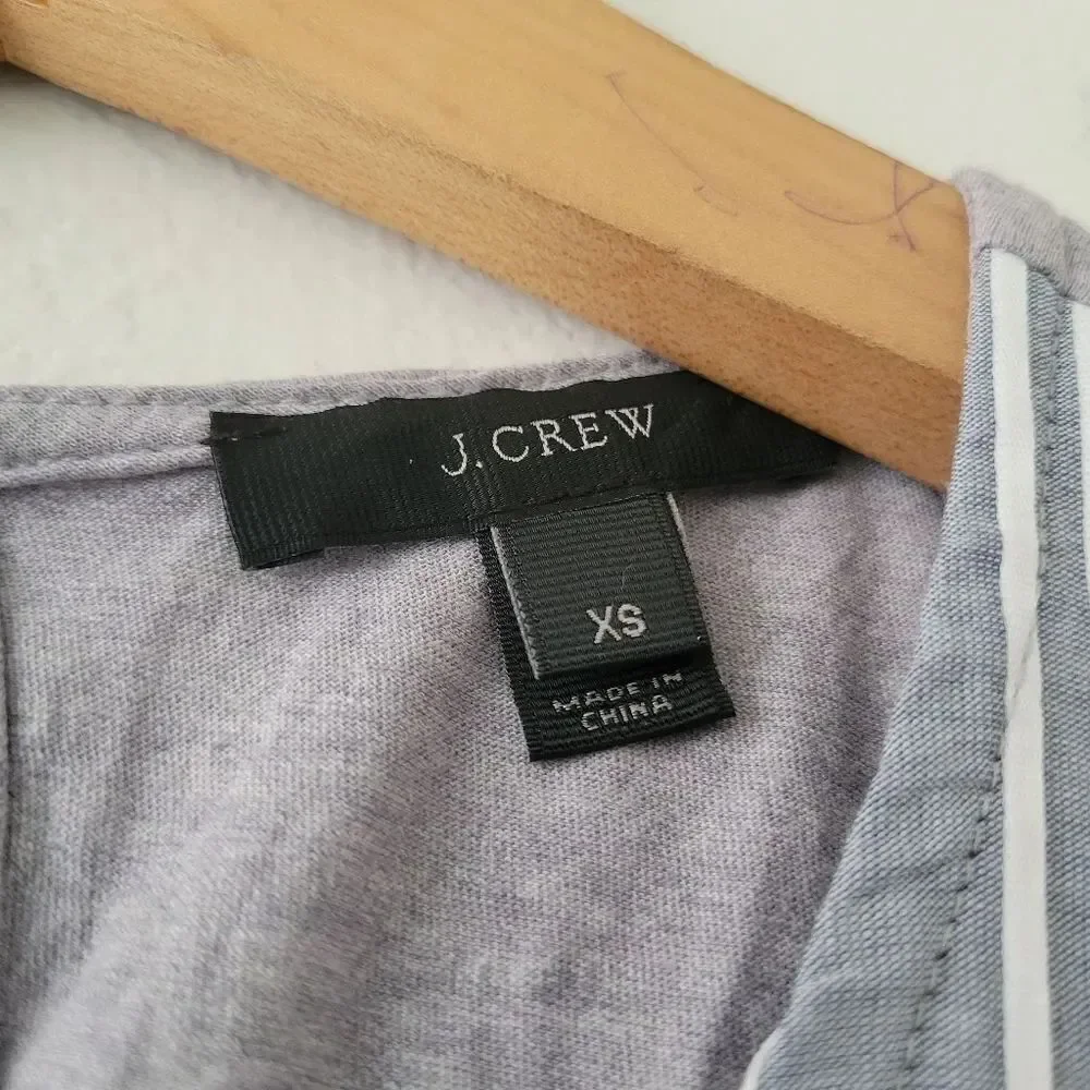 J.Crew Sleeveless Chambray Peplum Top Striped Gray Blue XS